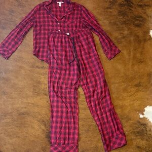 PINK Victoria's Secret Red Plaid Two-Piece Pajama Set “NEW” size XS
